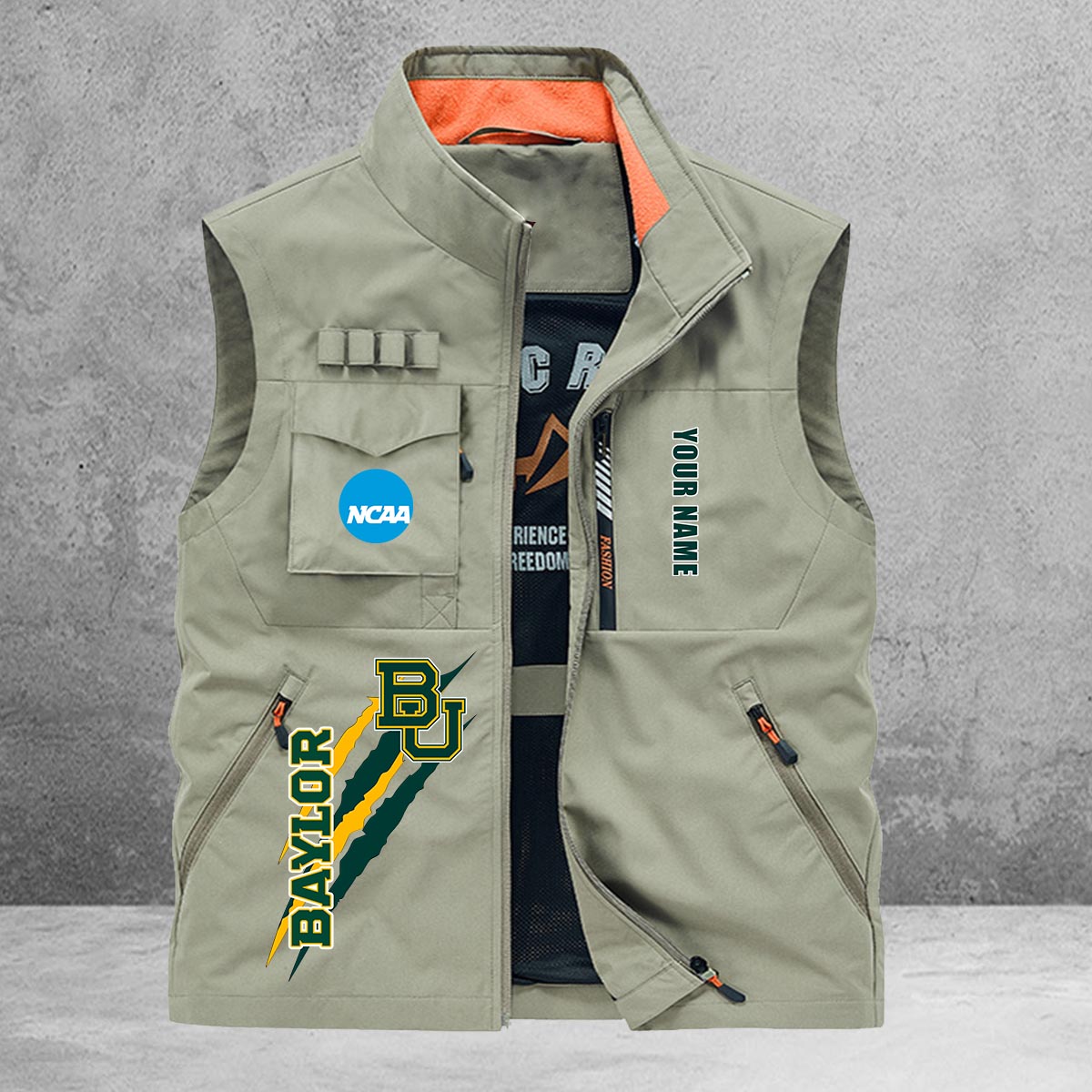 Baylor Bears New Personalized Multi-Pockets Vest AZBTMPV000037