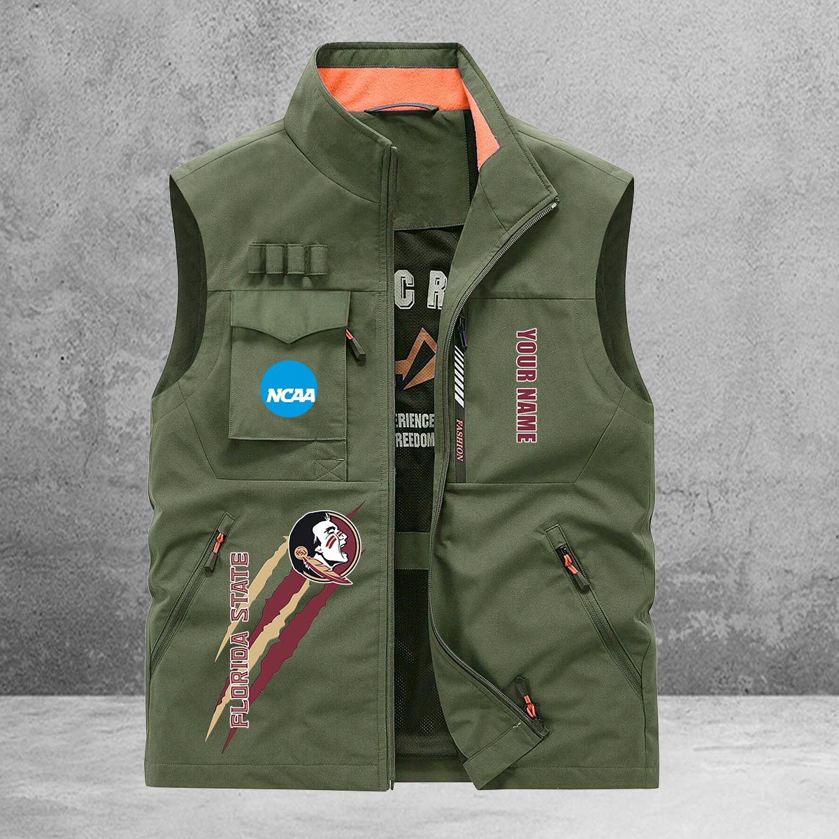 Florida State Seminoles New Personalized Multi-Pockets Vest AZBTMPV000043