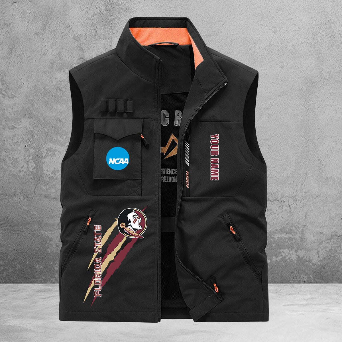 Florida State Seminoles New Personalized Multi-Pockets Vest AZBTMPV000043