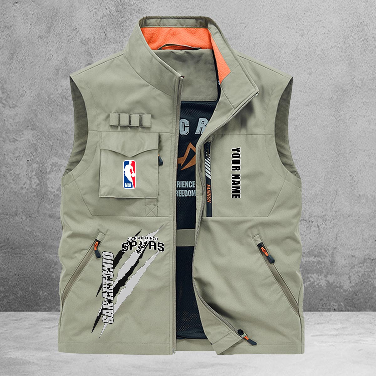 San Antonio Spurs New Personalized Multi-Pockets Vest AZBTMPV000100