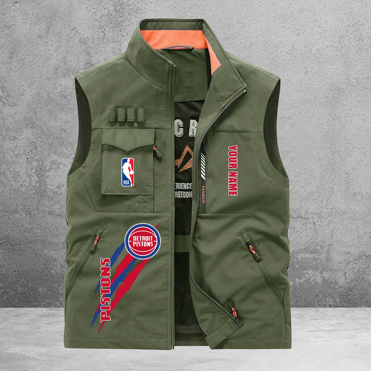 Detroit Pistons New Personalized Multi-Pockets Vest AZBTMPV000097