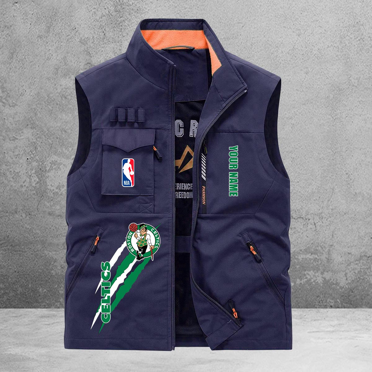 Boston Celtics New Personalized Multi-Pockets Vest AZBTMPV000099