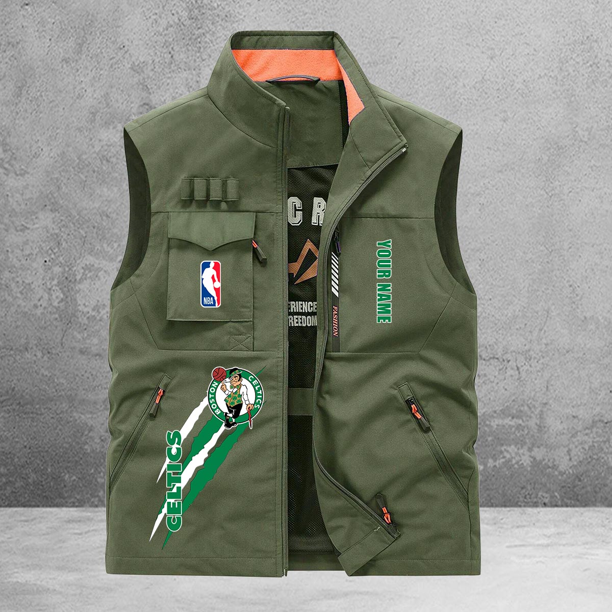 Boston Celtics New Personalized Multi-Pockets Vest AZBTMPV000099