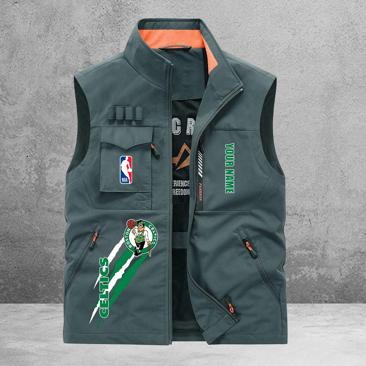 Boston Celtics New Personalized Multi-Pockets Vest AZBTMPV000099