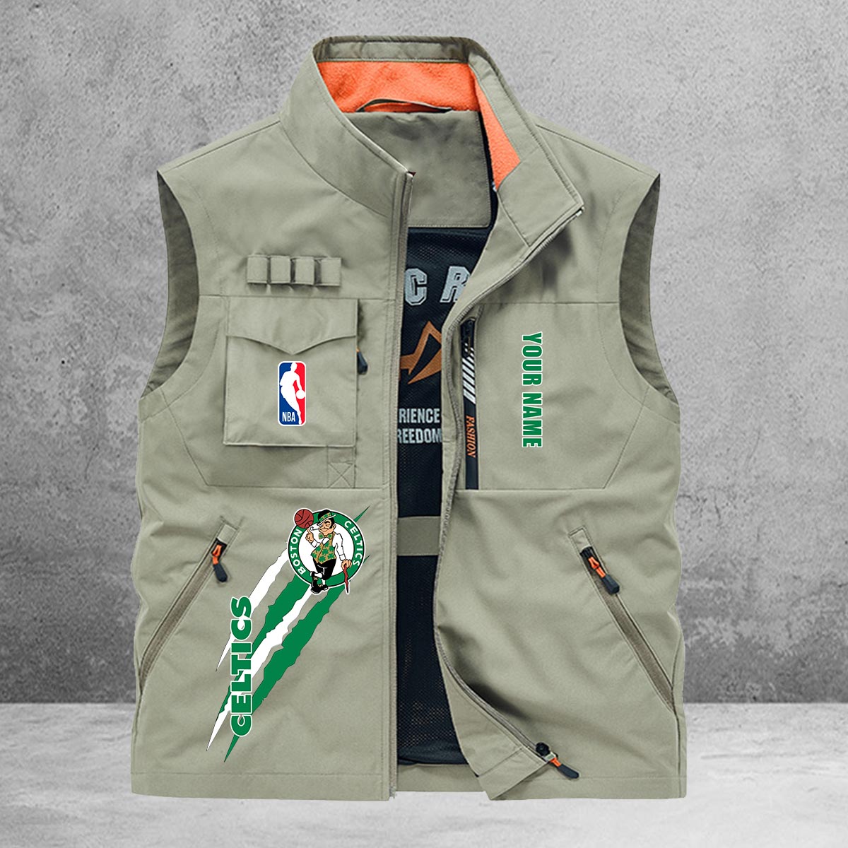 Boston Celtics New Personalized Multi-Pockets Vest AZBTMPV000099