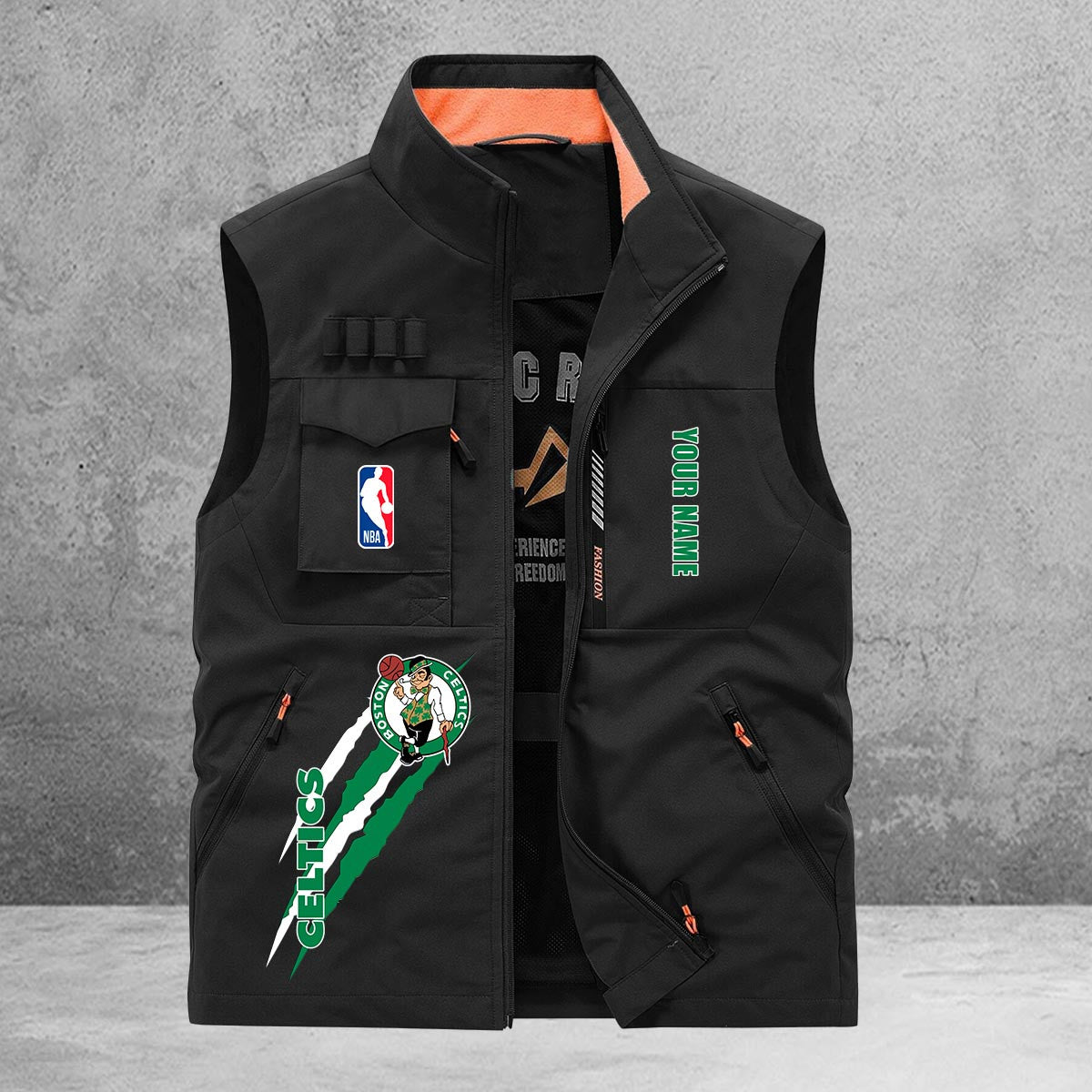 Boston Celtics New Personalized Multi-Pockets Vest AZBTMPV000099