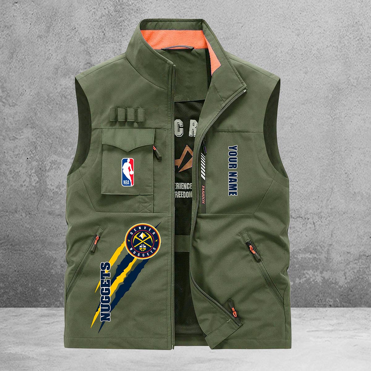 Denver Nuggets New Personalized Multi-Pockets Vest AZBTMPV000106