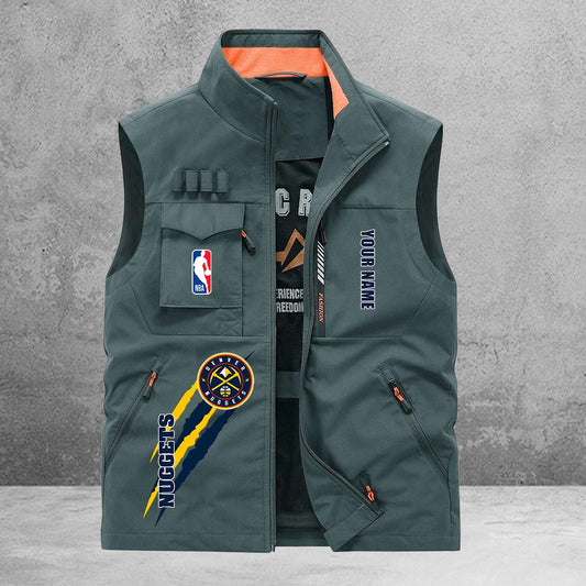 Denver Nuggets New Personalized Multi-Pockets Vest AZBTMPV000106