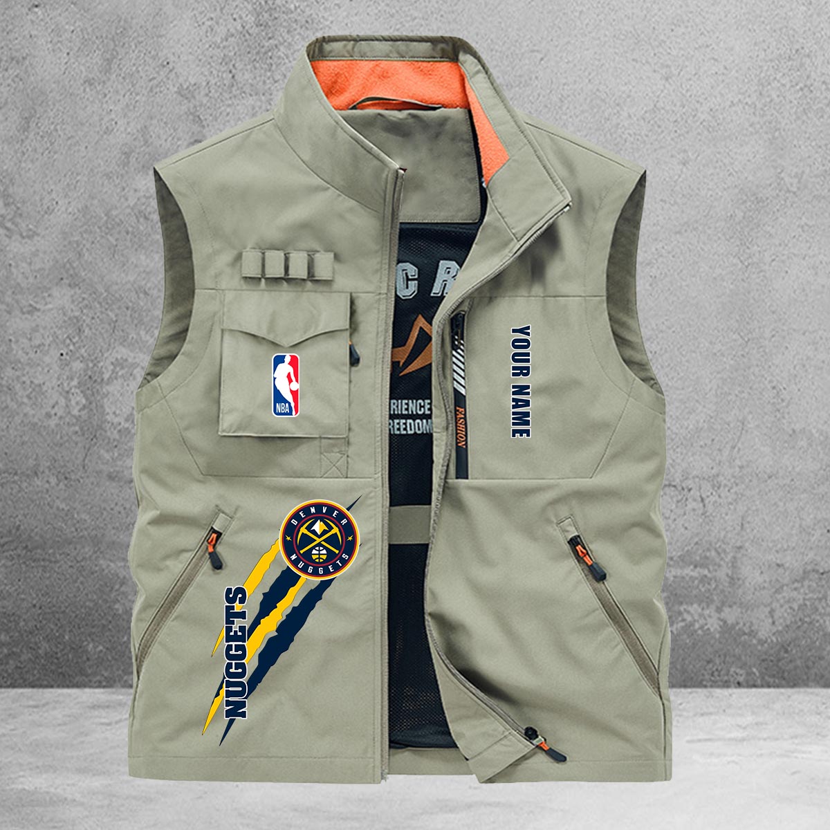Denver Nuggets New Personalized Multi-Pockets Vest AZBTMPV000106
