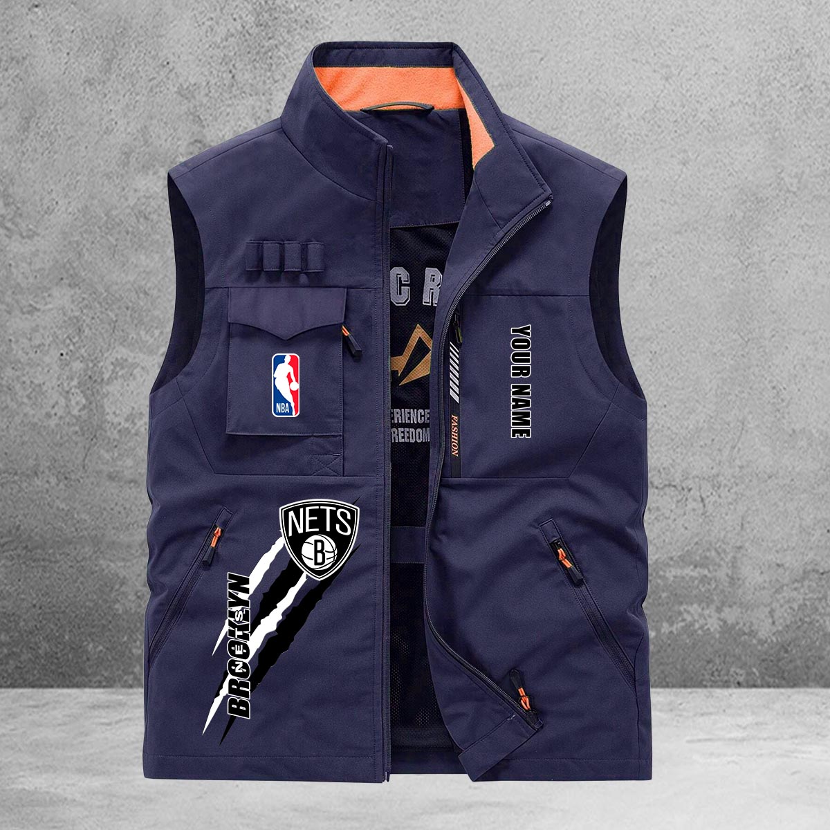 Brooklyn Nets New Personalized Multi-Pockets Vest AZBTMPV000077