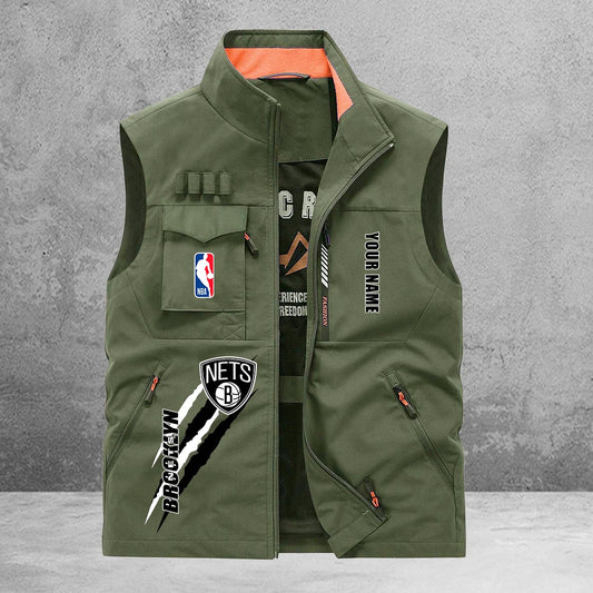 Brooklyn Nets New Personalized Multi-Pockets Vest AZBTMPV000077