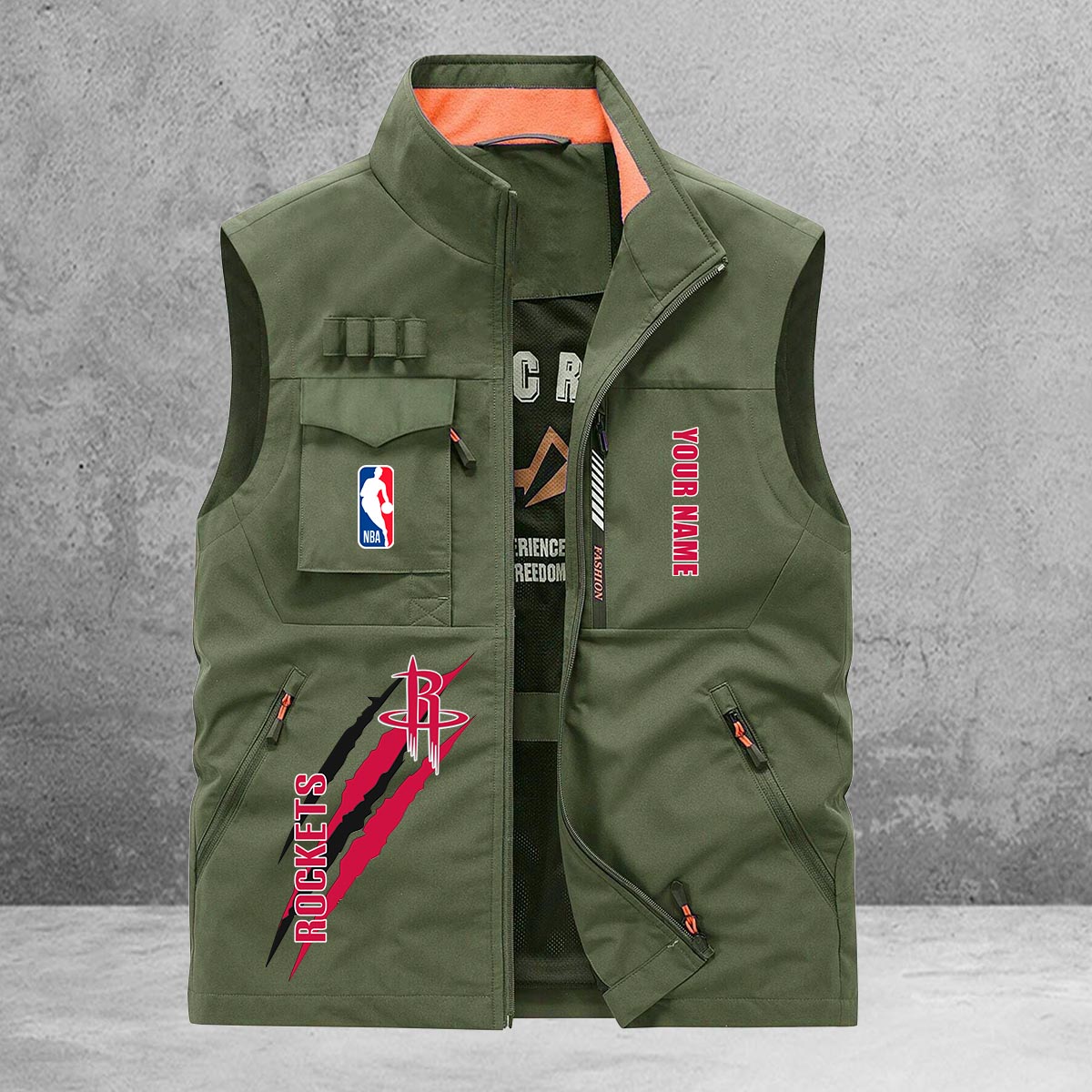 Houston Rockets New Personalized Multi-Pockets Vest AZBTMPV000080