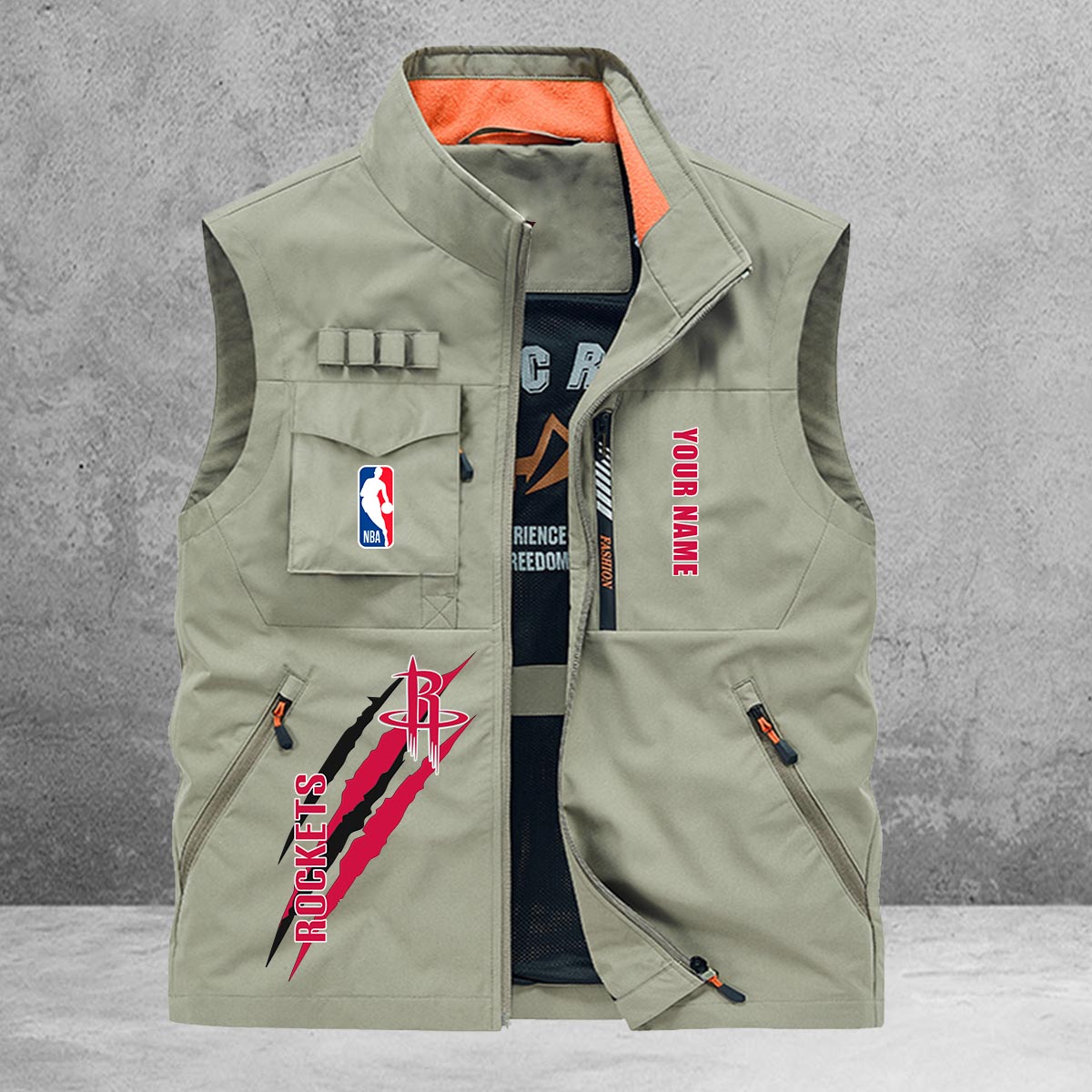 Houston Rockets New Personalized Multi-Pockets Vest AZBTMPV000080