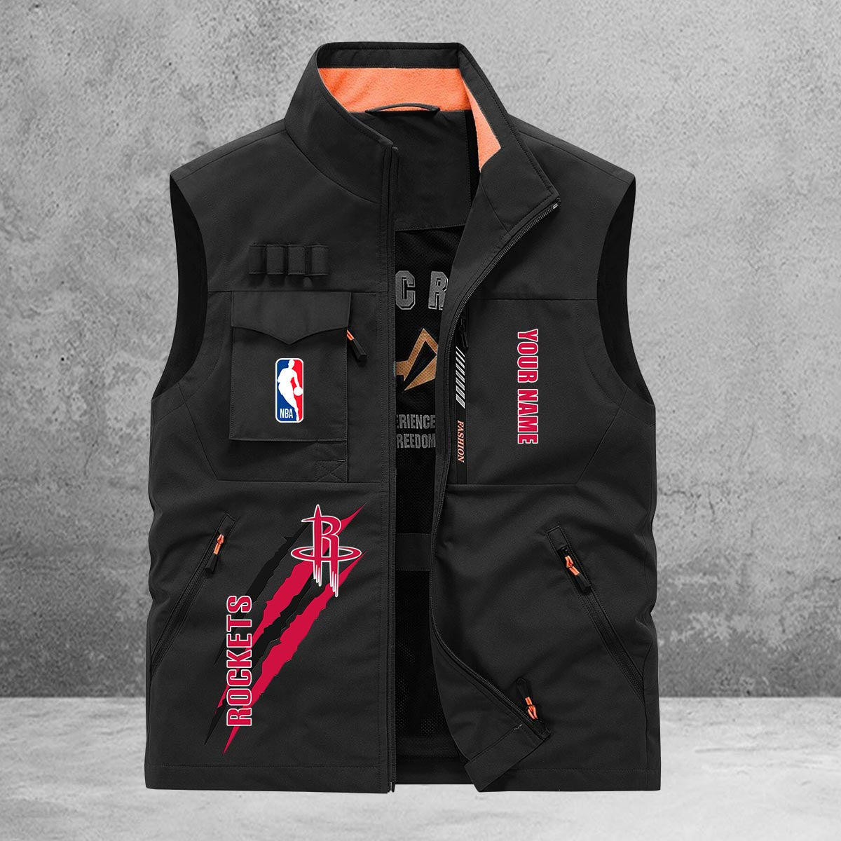 Houston Rockets New Personalized Multi-Pockets Vest AZBTMPV000080