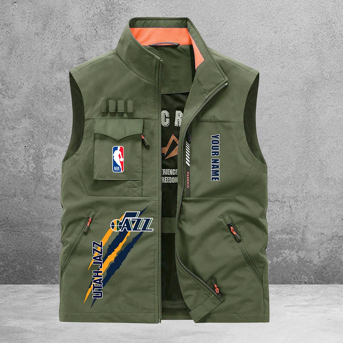 Utah Jazz New Personalized Multi-Pockets Vest AZBTMPV000082