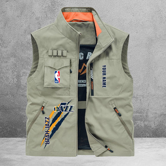 Utah Jazz New Personalized Multi-Pockets Vest AZBTMPV000082