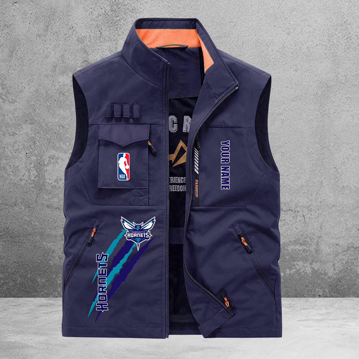 Charlotte Hornets New Personalized Multi-Pockets Vest AZBTMPV000084