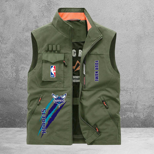 Charlotte Hornets New Personalized Multi-Pockets Vest AZBTMPV000084
