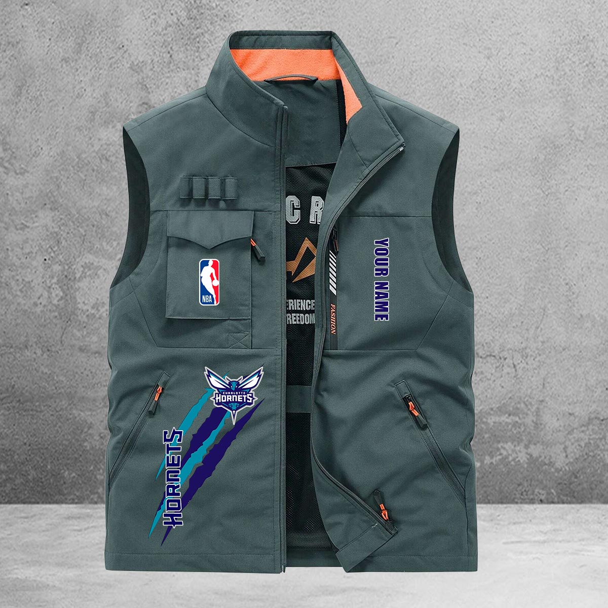 Charlotte Hornets New Personalized Multi-Pockets Vest AZBTMPV000084