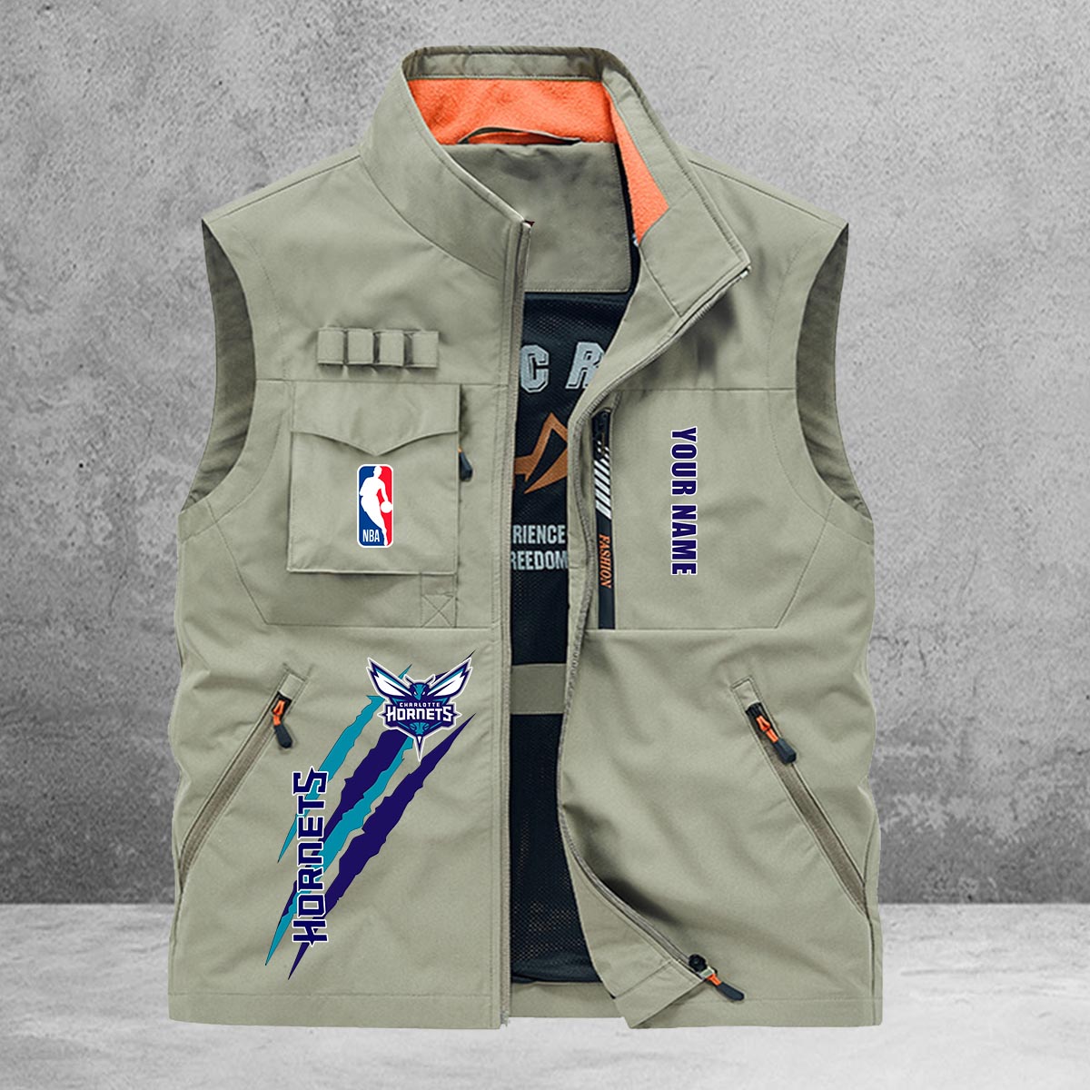 Charlotte Hornets New Personalized Multi-Pockets Vest AZBTMPV000084