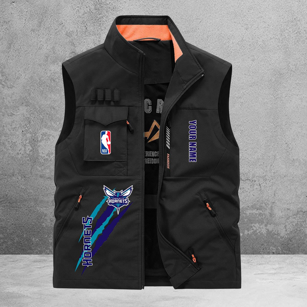 Charlotte Hornets New Personalized Multi-Pockets Vest AZBTMPV000084