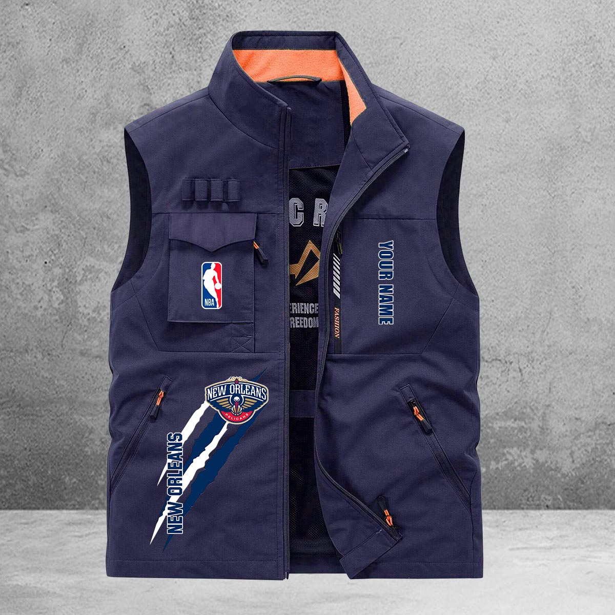 New Orleans Pelicans New Personalized Multi-Pockets Vest AZBTMPV000085
