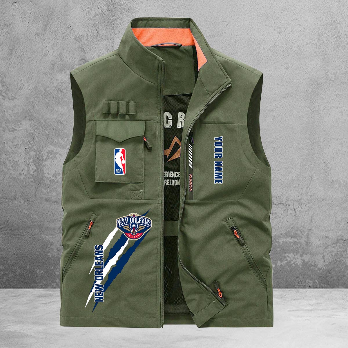 New Orleans Pelicans New Personalized Multi-Pockets Vest AZBTMPV000085