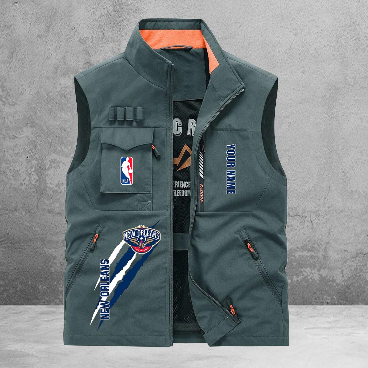 New Orleans Pelicans New Personalized Multi-Pockets Vest AZBTMPV000085