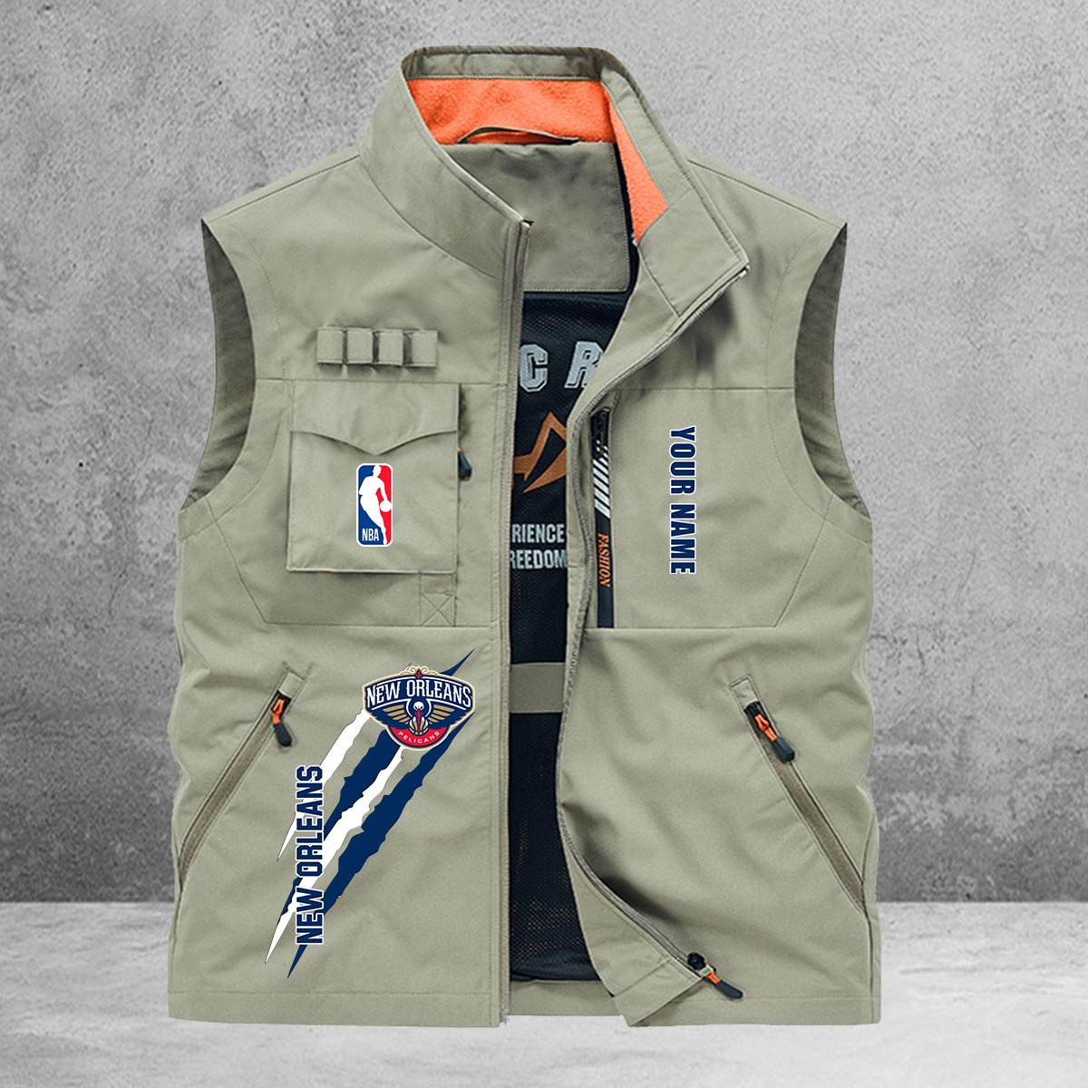 New Orleans Pelicans New Personalized Multi-Pockets Vest AZBTMPV000085