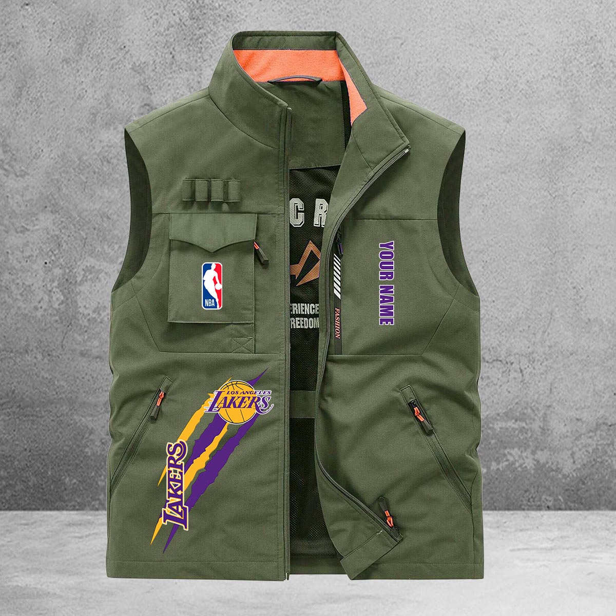 Los Angeles Lakers New Personalized Multi-Pockets Vest AZBTMPV000087