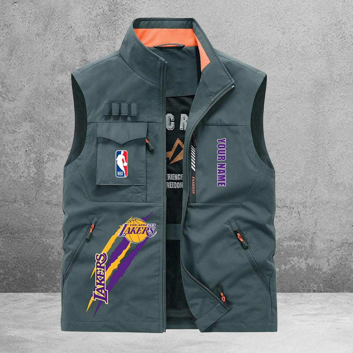Los Angeles Lakers New Personalized Multi-Pockets Vest AZBTMPV000087