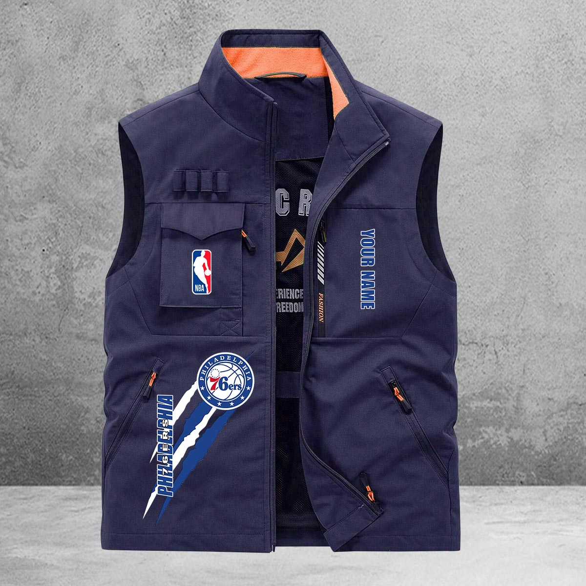 Philadelphia 76ers New Personalized Multi-Pockets Vest AZBTMPV000090