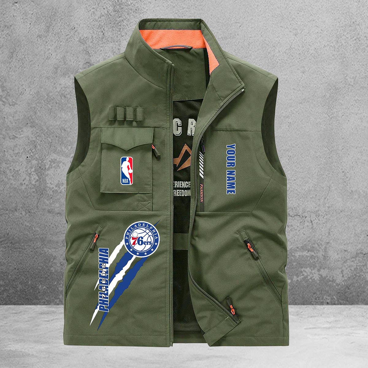 Philadelphia 76ers New Personalized Multi-Pockets Vest AZBTMPV000090