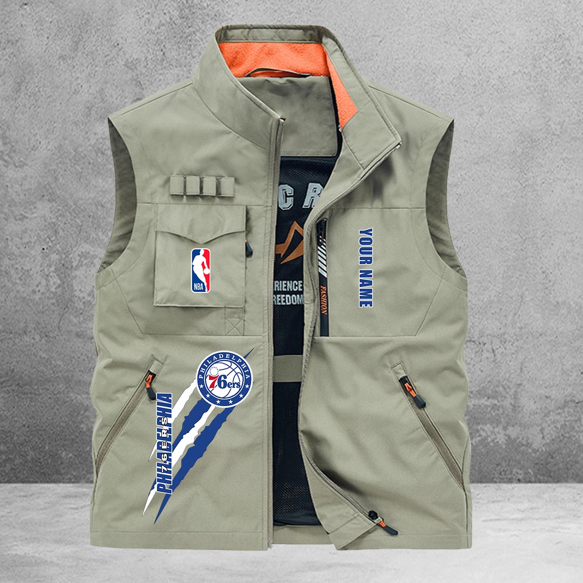 Philadelphia 76ers New Personalized Multi-Pockets Vest AZBTMPV000090