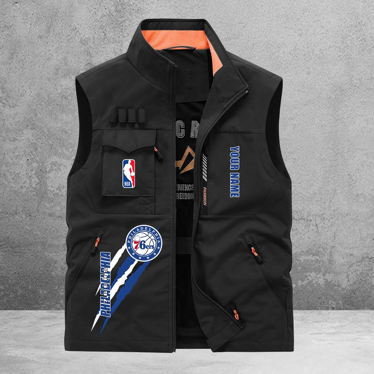 Philadelphia 76ers New Personalized Multi-Pockets Vest AZBTMPV000090