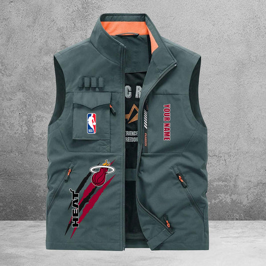 Miami Heat New Personalized Multi-Pockets Vest AZBTMPV000093