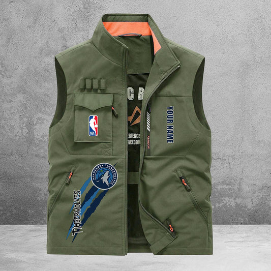 Minnesota Timberwolves New Personalized Multi-Pockets Vest AZBTMPV000096