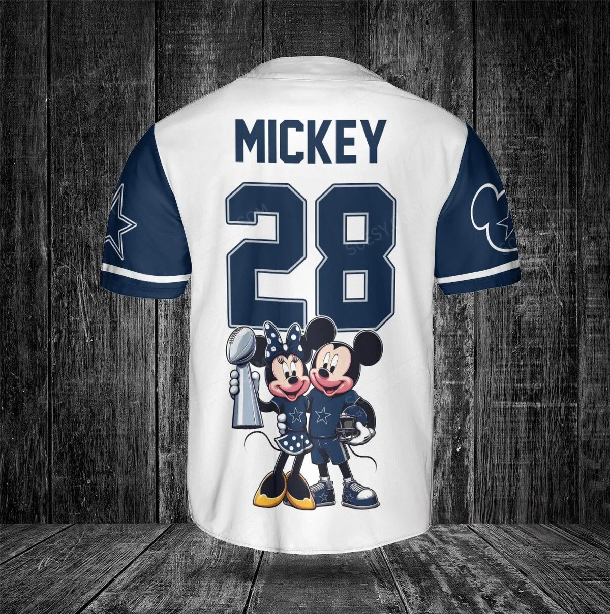 Dallas Cowboys Minnie And Mickey Baseball Jersey White