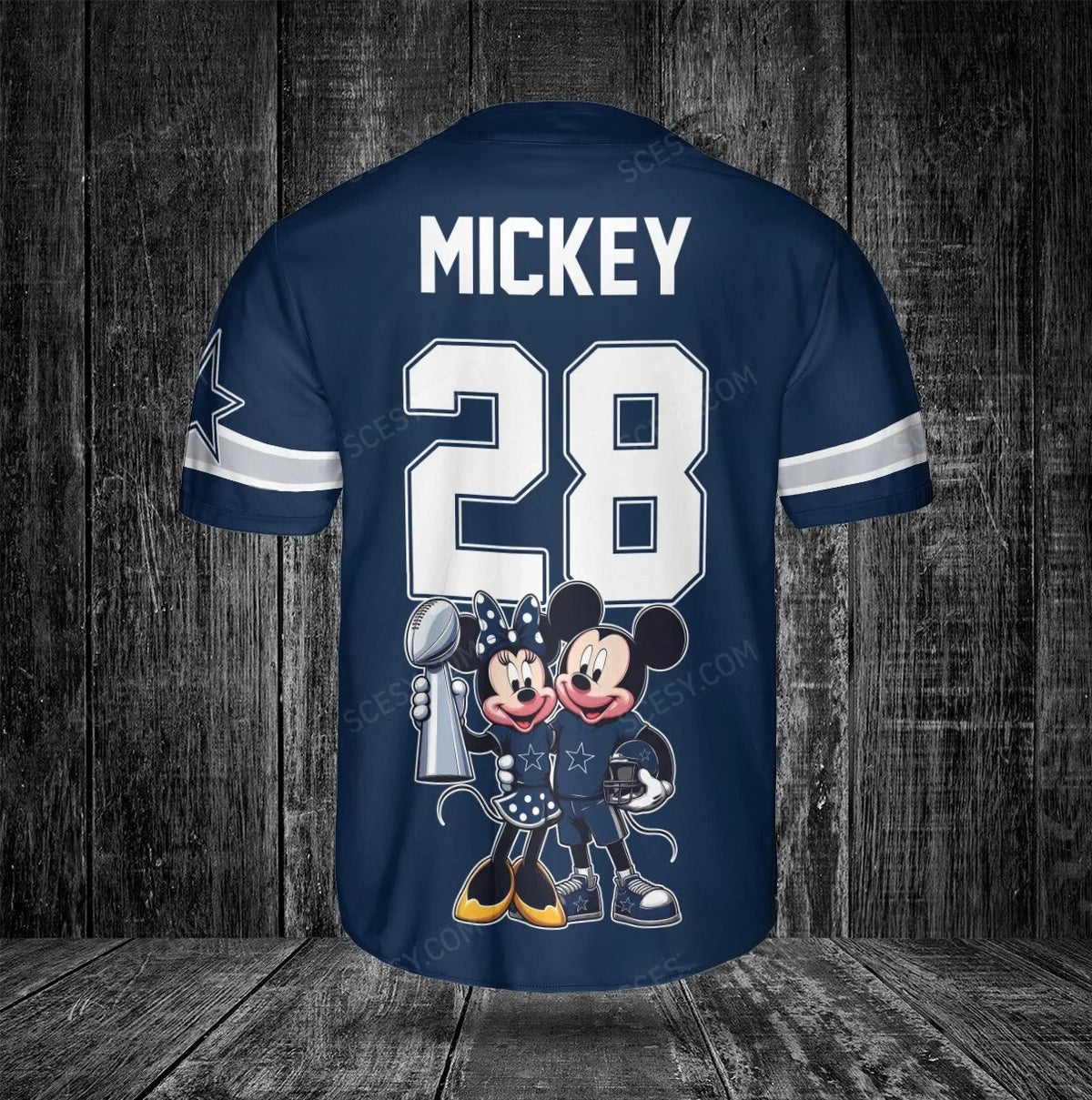 Dallas Cowboys Minnie And Mickey Baseball Jersey Navy