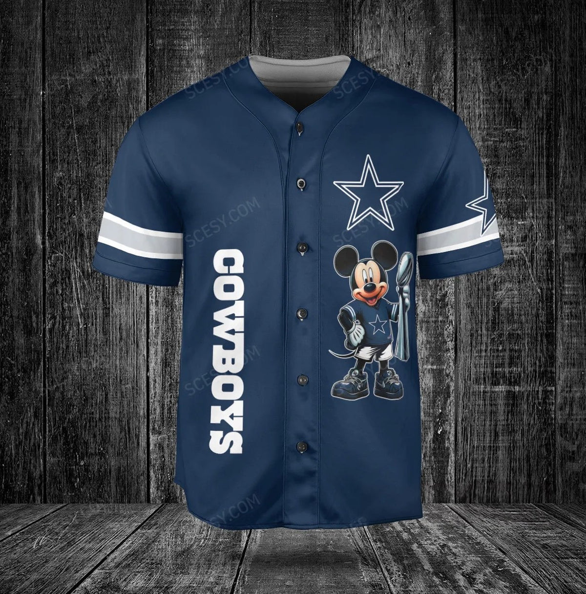 Dallas Cowboys Minnie And Mickey Baseball Jersey Navy