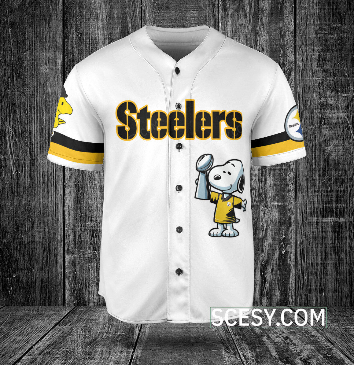 Pittsburgh Steelers Peanut Snoopy Champion Baseball Jersey White