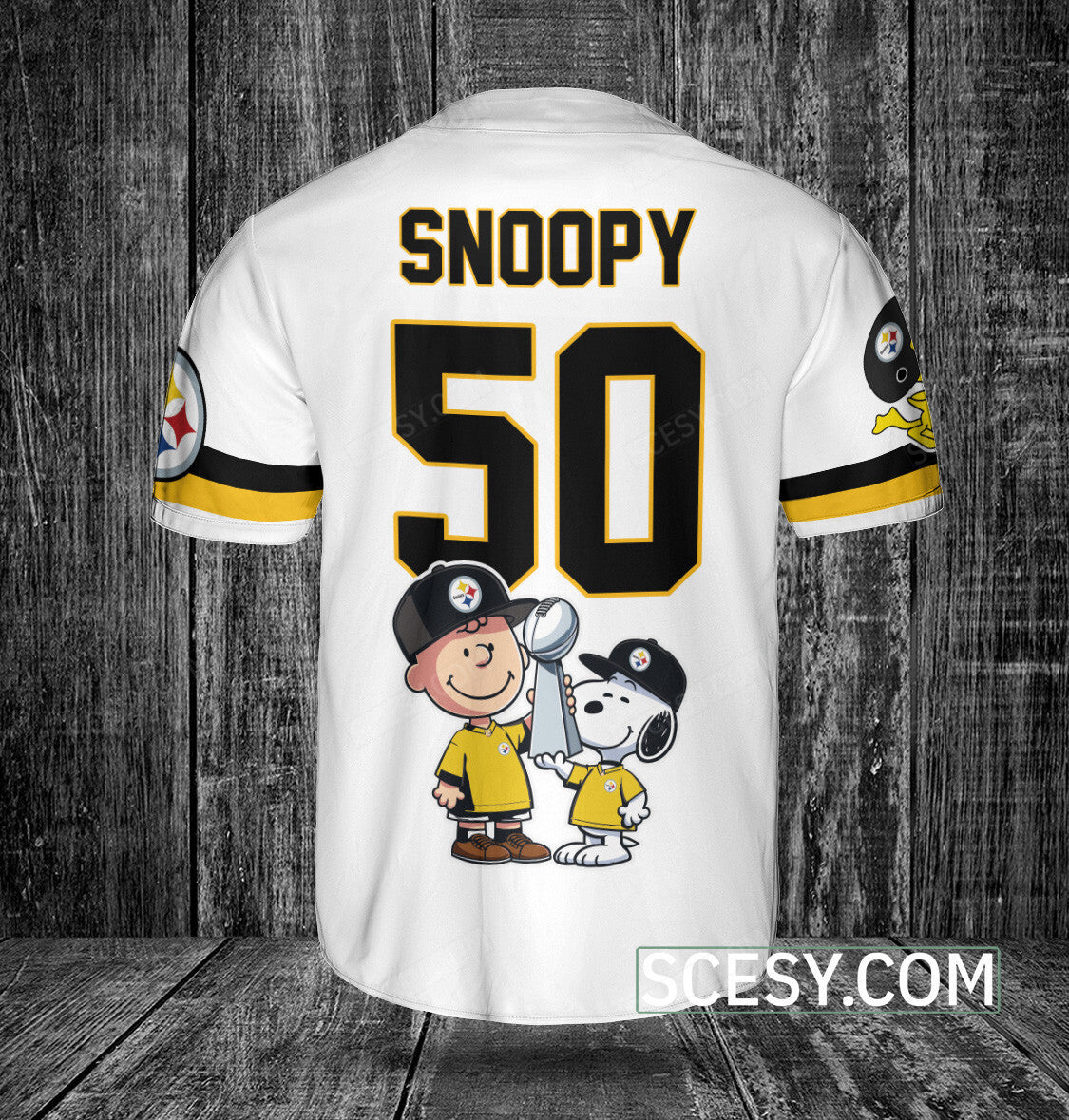 Pittsburgh Steelers Peanut Snoopy Champion Baseball Jersey White