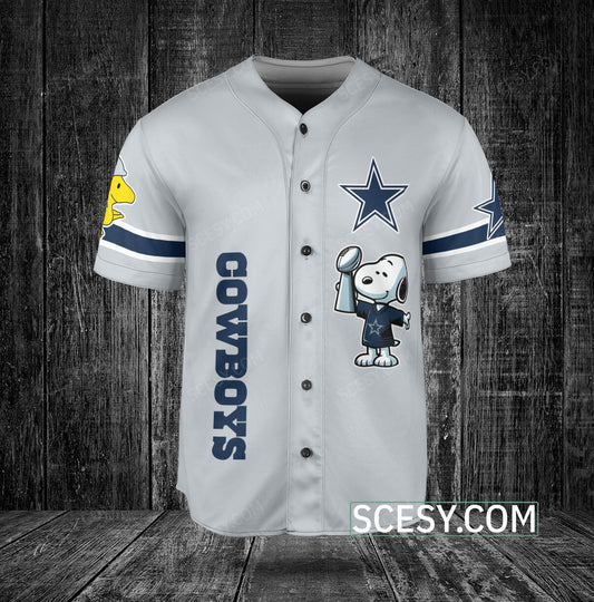 Dallas Cowboys Peanut Snoopy Champion Baseball Jersey Gray