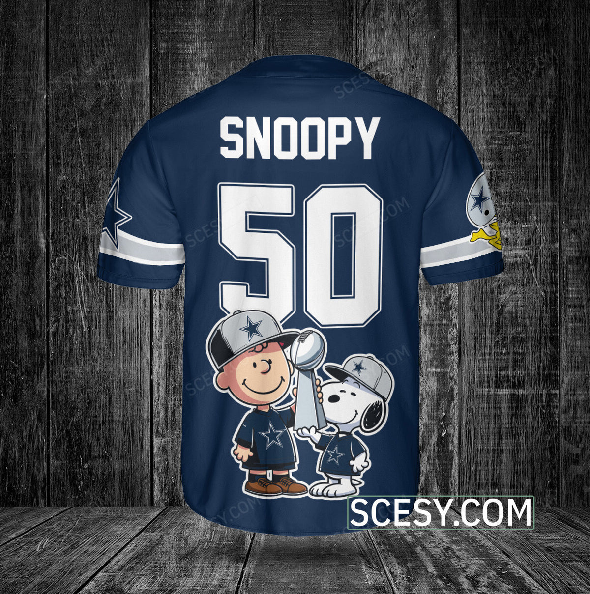 Dallas Cowboys Peanut Snoopy Champion Baseball Jersey Navy