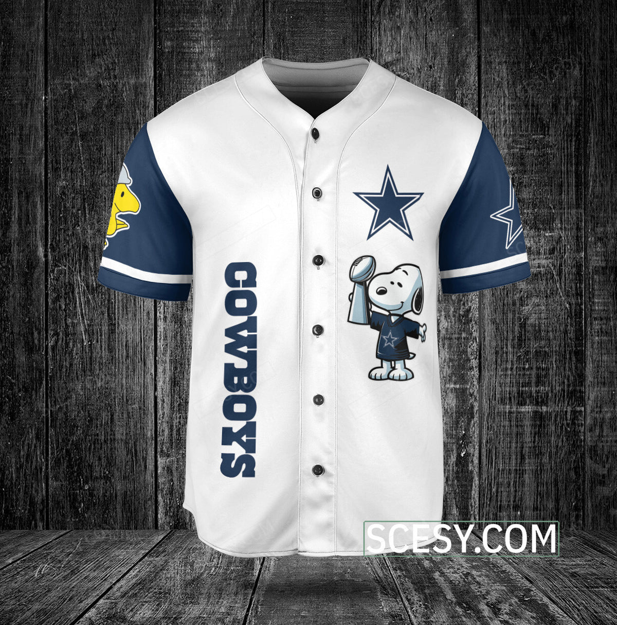 Dallas Cowboys Peanut Snoopy Champion Baseball Jersey White