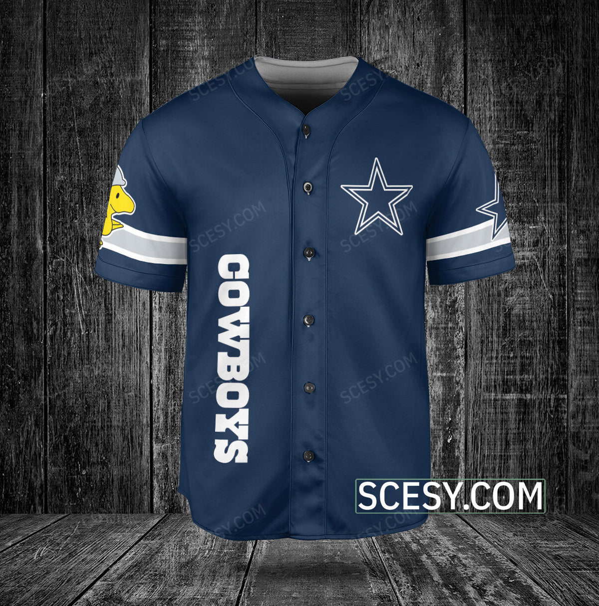 Dallas Cowboys Snoopy Baseball Jersey Navy