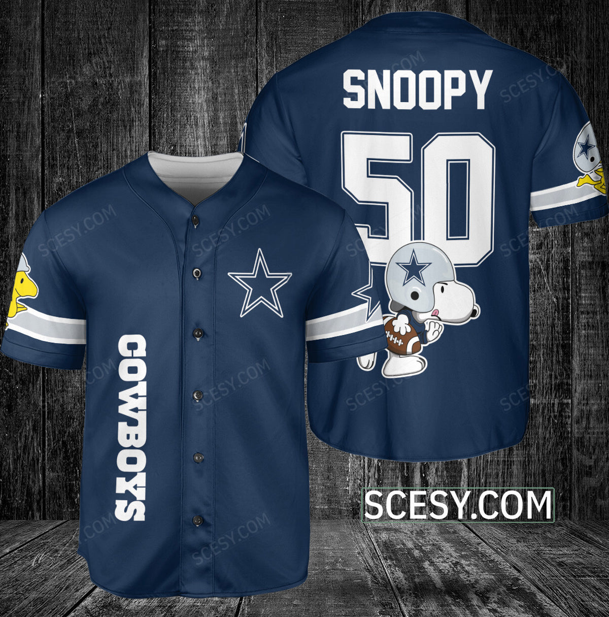 Dallas Cowboys Snoopy Baseball Jersey Navy