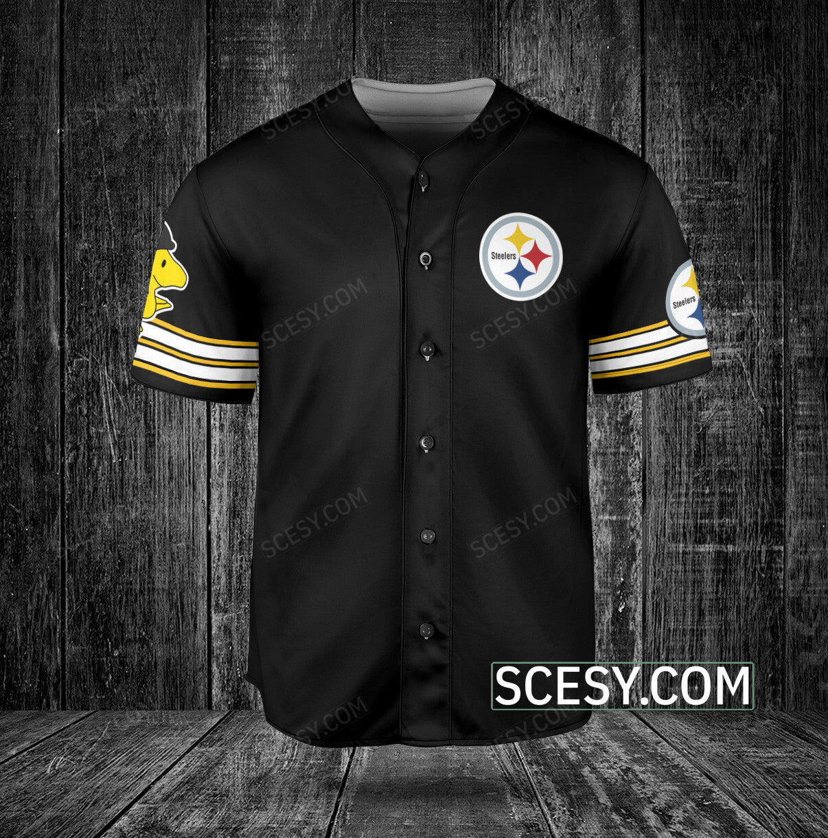 Pittsburgh Steelers Snoopy Baseball Jersey Black