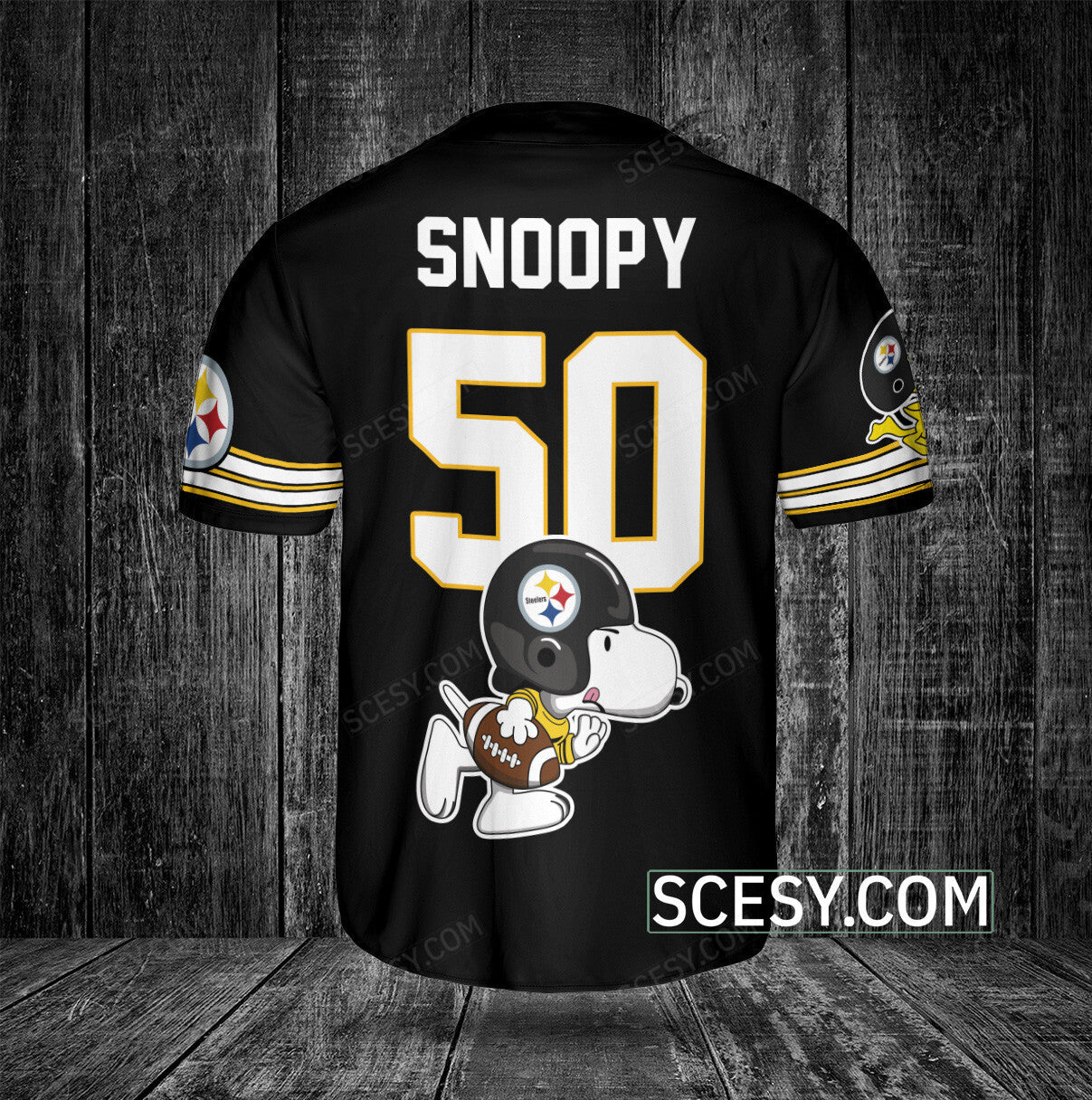 Pittsburgh Steelers Snoopy Baseball Jersey Black