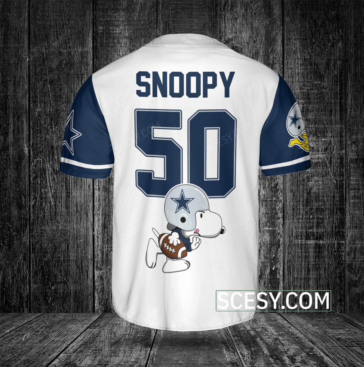 Dallas Cowboys Snoopy Baseball Jersey White